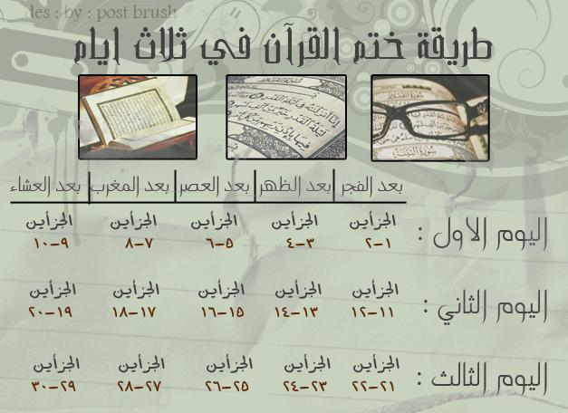 جدول حفظ القرآن في رمضان عالم حواء